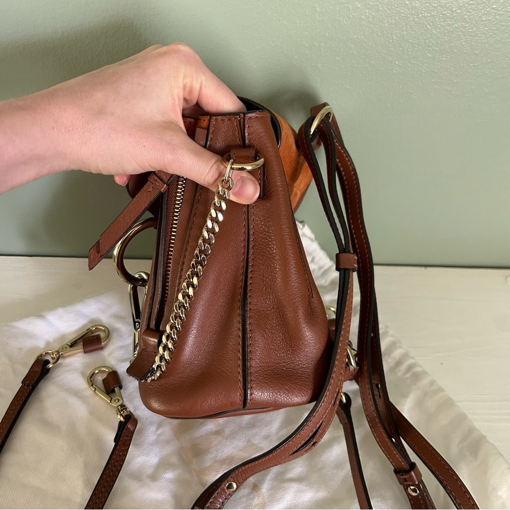 CHLOE Suede Calfskin Mini Faye Backpack Tan - Picture 7 of 10